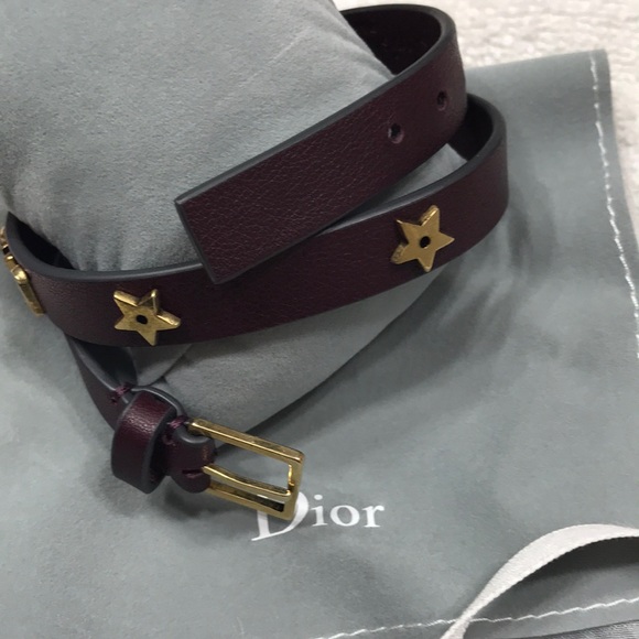 Dior jadior leather bracelet/choker in burgundy - Picture 2 of 5
